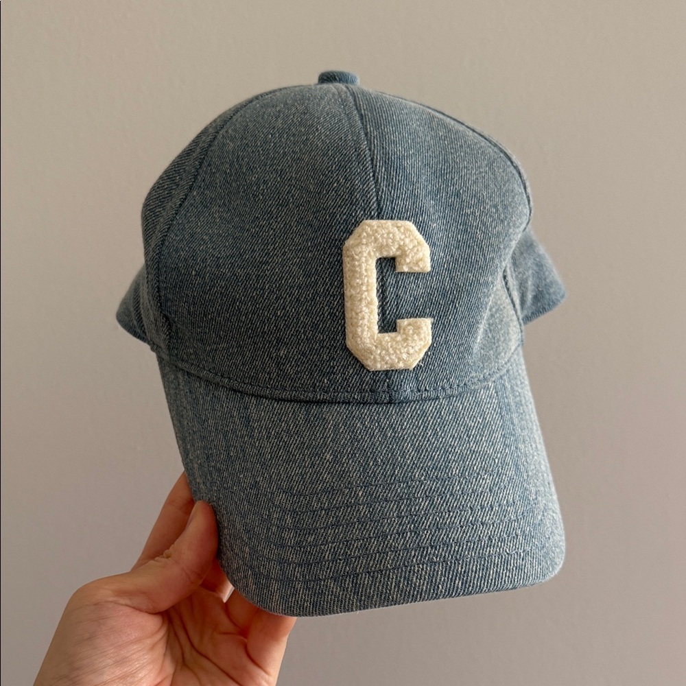 Celine Denim Cap with Cream Letter
